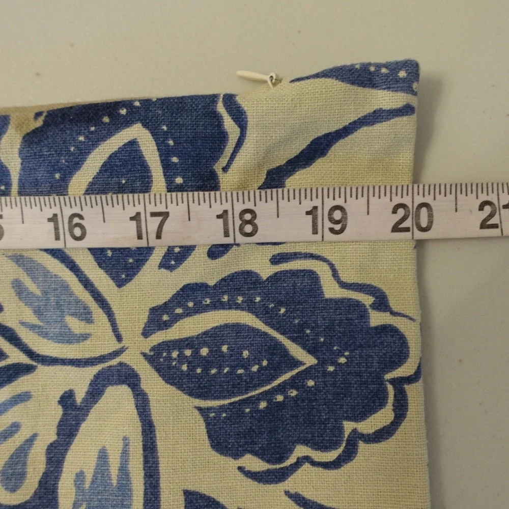 Pottery Barn Sham Blue Ivory Floral Linen Cotton‎ Euro 12x20 Boho Pillow Case